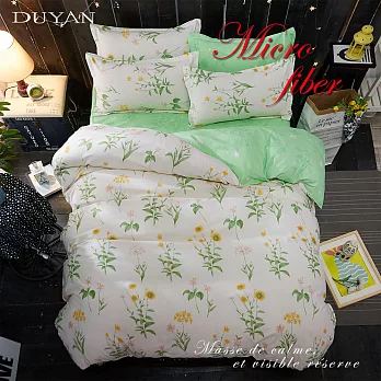 《DUYAN 竹漾》台灣製天絲絨雙人加大床包被套四件組-小清新花園