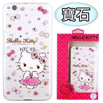 【Hello Kitty】HTC One X9 彩鑽透明保護軟套(寶石)