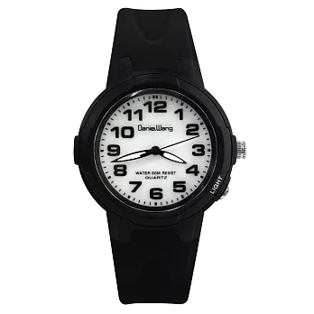Daniel Wang DW-3175 簡約素面冷光手錶- 黑色小型