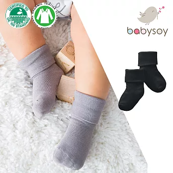 美國 Babysoy 有機棉嬰兒防滑彩色短襪 647 海盜黑 3T