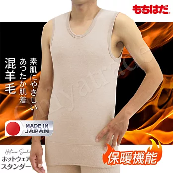 【HOT WEAR】日本製 機能高保暖 輕柔裏起毛 羊毛無袖背心 衛生衣背心 發熱背心(男)-M~LL男背心-M