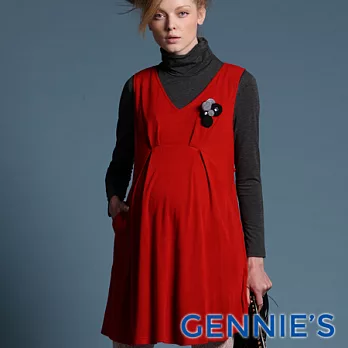 【Gennies奇妮】010系列-氣質甜美花朵孕婦背洋M紅