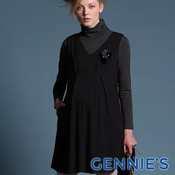 【Gennies奇妮】010系列-氣質甜美花朵孕婦背洋M黑