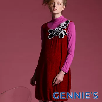 【Gennies奇妮】010系列-簡約花朵秋冬孕婦背洋M紅