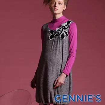 【Gennies奇妮】010系列-簡約花朵秋冬孕婦背洋M灰