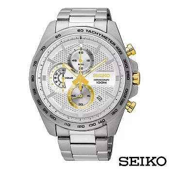 SEIKO精工賽車運動風三眼計時視距儀石英腕錶 SSB285P1