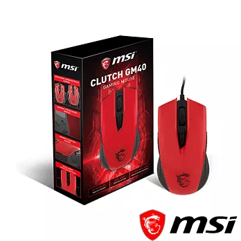 msi微星 Clutch GM40 Red 電競滑鼠