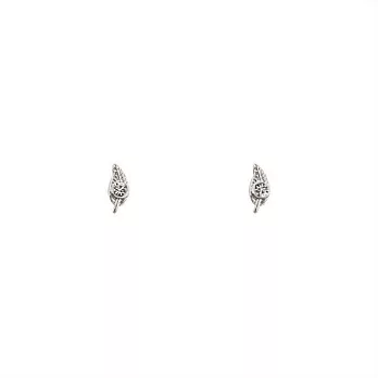 Snatch 銀色小鑽小葉耳環 / Sliver Little Diamond & Leaf Earrings