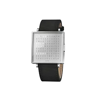 Qlocktwo W39 Fine Steel典雅銀鍊帶腕錶-黑色麂皮錶帶