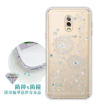 三星 Samsung Galaxy J7+/J7 Plus 浪漫彩繪 水鑽空壓氣墊手機殼(風信子) 有吊飾孔