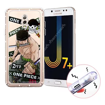 授權正版 航海王 Samsung Galaxy J7+/J7 Plus C710透明軟式空壓殼 手機殼(封鎖索隆)