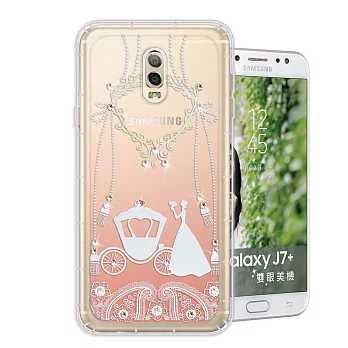 WT 三星 Samsung Galaxy J7+/J7 Plus 奧地利水晶彩繪空壓手機殼(精靈捧花)