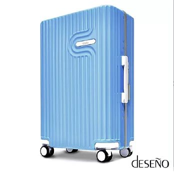 【U】Deseno - 棉花糖PC鏡面細鋁框行李箱(六色可選)24吋 - 天藍