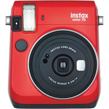 FUJIFILM instax mini 70 拍立得相機(公司貨)+卡通底片(隨機出貨)+紙膠帶+CR2充電組+保護殼-紅色