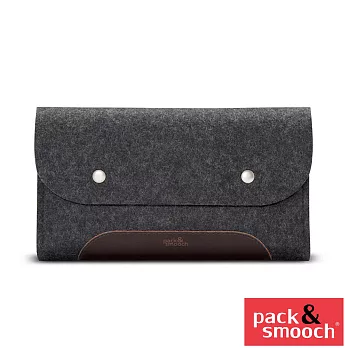 Pack & Smooch 羊毛氈真皮多功能收納袋 (黑灰/深棕)