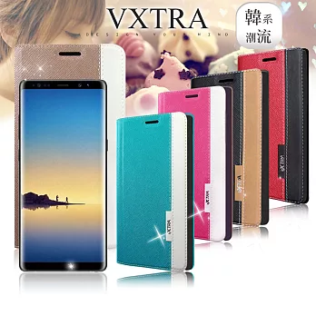 VXTRA Samsung Galaxy J7+ / J7 Plus 韓系潮流 磁力側翻皮套巴黎玫瑰金