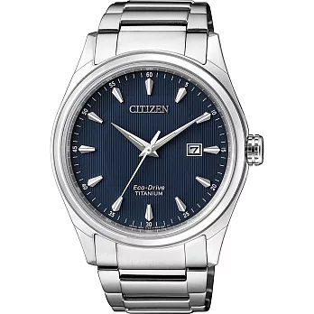 CITIZEN Eco-Drive 時光懷舊光動能日期腕錶-藍-BM7360-82L