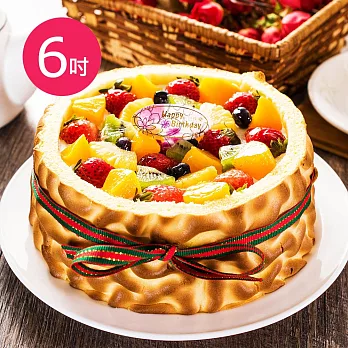 【樂活e棧】生日快樂造型蛋糕-虎皮百匯蛋糕(6吋/顆,共2顆)水果x布丁