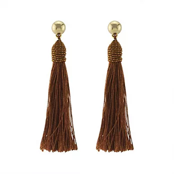 Snatch 纏繞金線編織長流蘇耳環 - 褐色 / Winding Knot Tassel Earrings - Brown