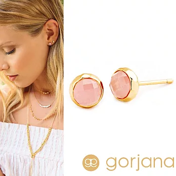 GORJANA 嫩粉紅玉石耳環 金色寶石耳環 Rose Quartz Studs