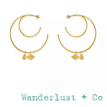 Wanderlust+Co 澳洲品牌 雙C金色圓形耳環 銀河星系小墜 ARYA HOOP