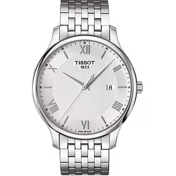 TISSOT 天梭 羅馬王宮經典大三針時尚優質鋼帶腕錶-銀色/42mm-T0636101103800