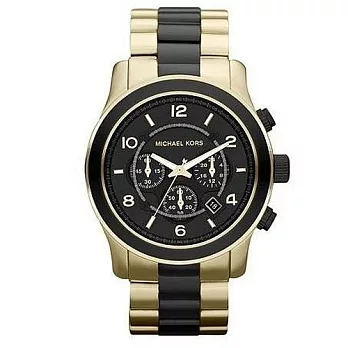 Michael Kors 文人格調美式風格計時腕錶-金+黑-MK8265