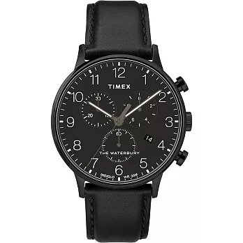 【TIMEX】 天美時 Waterbury系列 經典簡約三眼計時手錶 (黑TXTW2R71800)
