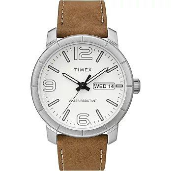 【TIMEX】 天美時 風格系列 經典潮流大數字手錶 (白/棕色TXTW2R64100)