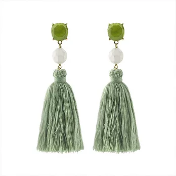 Snatch 寶藏女神大流蘇長鍊耳環 - 乾燥綠原 / Goddess Treasure Tassel Earrings - Dry Grassland