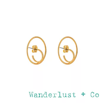 Wanderlust+Co 金色線條聲波小圓耳環 米羅超現實風格耳環 SONAR