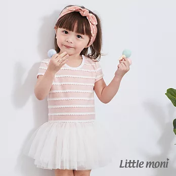 Little moni 條紋紗裙包屁衣70粉紅