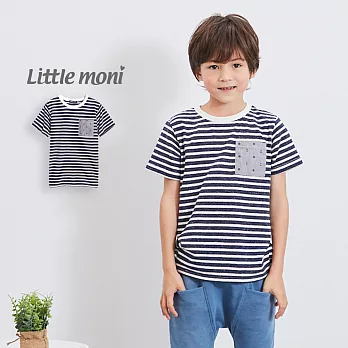 Little moni 夏日海洋口袋拼接T120深藍