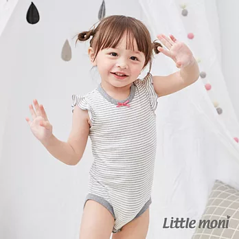 Little moni 家居系列荷葉袖包屁衣70灰色