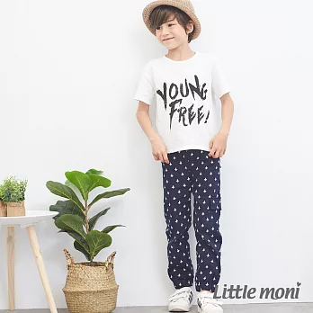 Little moni 印圖束口長褲100午夜藍