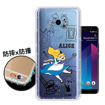 迪士尼正版HTC U11+ / U11 Plus 簡約線條 空壓安全保護套(愛麗絲) 手機殼 有吊飾孔