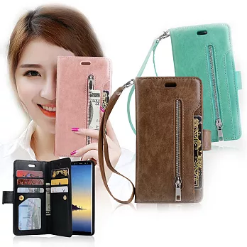 VXTRA 法式香榭 三星Samsung Galaxy Note 8 多層次皮夾 錢包手機皮套醇雅棕