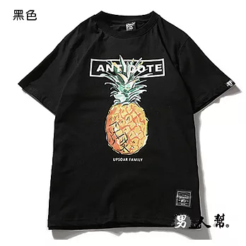 【男人幫】 熱帶水果風格純棉短袖T恤 (T1505)黑色S