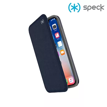 Speck Presidio Folio iPhone X 針織紋側翻防摔保護套-深藍色