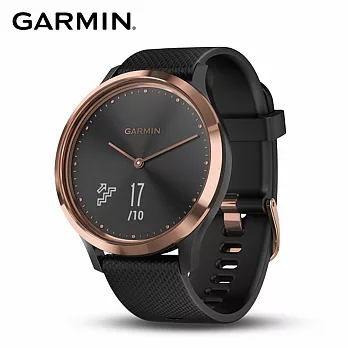 GARMIN Vivomove HR 時尚智慧腕錶 運動款黑色玫瑰金(小)