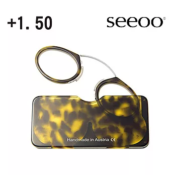 【Seeoo】奧地利攜帶型夾鼻式老花眼鏡(琥珀)+1.50