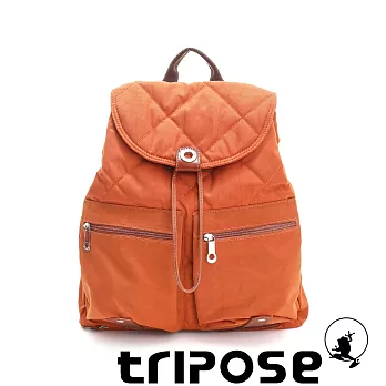 tripose 限量暖款-英倫時尚菱格尼龍後背包(大)蘭姆橘色