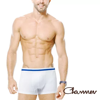 【Charmen】超彈力貼身提臀四角褲 平口褲 男性塑身褲M白色
