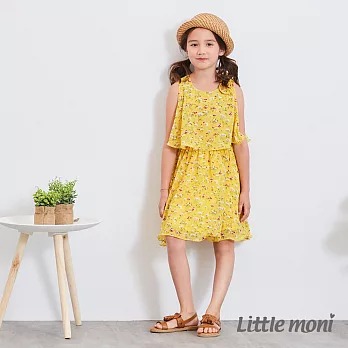 Little moni 印花背心洋裝100黃色