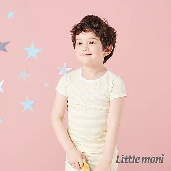 Little moni 涼感系列條紋兒童短袖上衣100黃色