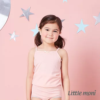 Little moni 涼感系列素面兒童細肩帶背心100粉橙
