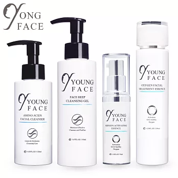 【YONG FACE 雅菲思】涵氧賦活基礎保養套組(妝凝膠150ml+淨膚乳120ml+新膚露130ml+精華液30ml)