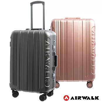 AIRWALK - 金屬森林木絲鋁框復古壓扣行李箱ABS+PC鋁框箱28吋-共2色玫銅金