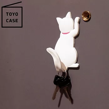日本TOYO CASE貓咪造型磁吸式掛勾MH-CAT我是白貓