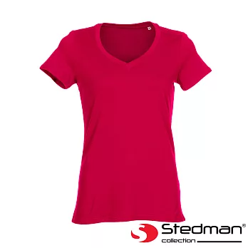 【德國STEDMAN】ST9310 100%有機精梳棉V領素T-女S紫紅